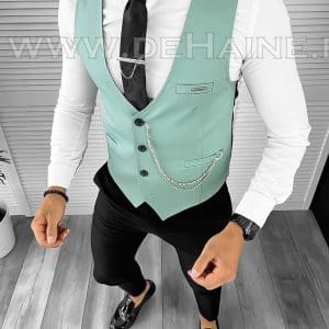 Vesta barbati eleganta slim fit turquaz B8081 142-6 E