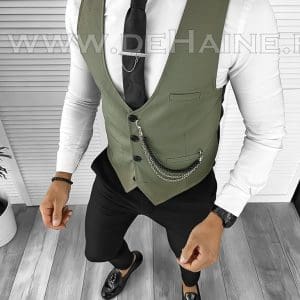 Vesta barbati eleganta slim fit verde B8085 76-4 E