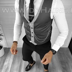 Vesta barbati eleganta slim fit neagra B8091 141-6 e
