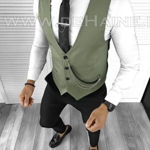 Vesta barbati eleganta slim fit verde B8097 140-6 e