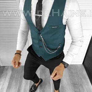 Vesta barbati eleganta slim fit verde B8099 141-6 E