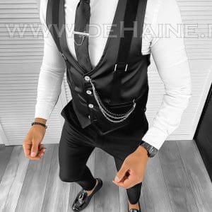 Vesta barbati eleganta slim fit neagra B8109 203-3 E