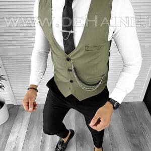 Vesta barbati eleganta slim fit verde B8140 75-4 E