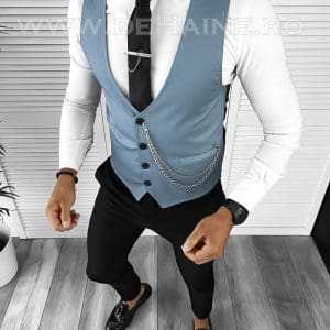 Vesta barbati slim fit albastra B8251 75-4 e/ 131-5