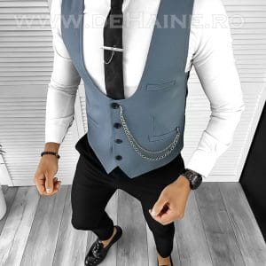 Vesta barbati slim fit albastra B8252 142-6 E
