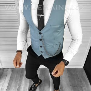 Vesta barbati slim fit albastra B8254 75-4 e