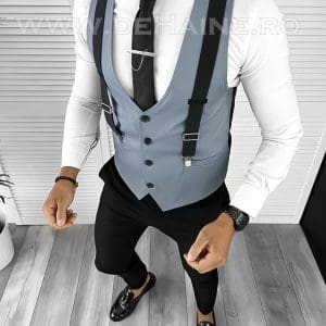 Vesta barbati slim fit albastra B8263 76-4 E/ 132-5