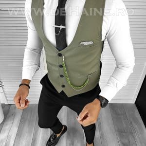 Vesta barbati slim fit kaki B8266 75-4 e