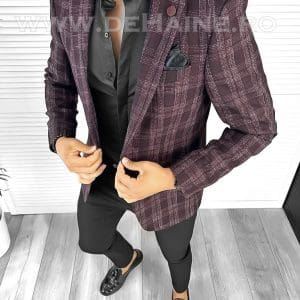 Sacou barbati slim fit in carouri B8305 8-4 E 68-1