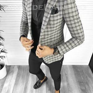 Sacou barbati slim fit in carouri B8315 8-4 E 69-2