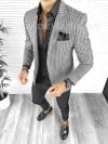 Sacou barbati slim fit gri in dungi B8333 78-4 E