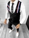 Vesta barbati eleganta slim fit neagra CU MIC DEFECT B8905 M4-1.1