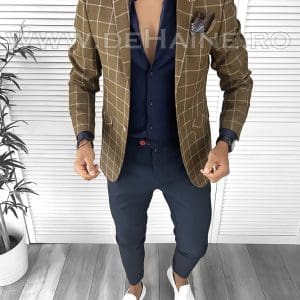 Sacou barbati in carouri slim fit B4255 77-2 100A-2 E