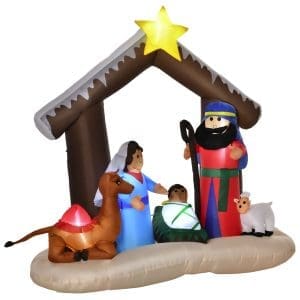 Decoratiune gonflabila Nasterea Domnului Craciun cu 5 lumini LED-uri, pentru Exterior HOMCOM | Aosom RO