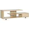 HOMCOM Dulap TV modern pentru TV de pana la 65″, Dulap TV deschis din PAL cu sertar, 135x35x41,7cm, culoare lemn | AOSOM RO