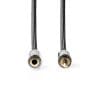 Cablu prelungitor audio jack stereo 3.5mm T-M 2m brodat, Nedis CATB22050GY20