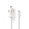 Incarcator auto iPhone Lightning 2.4A 1m Alb, Nedis CCHAL240AWT