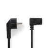 Cablu de alimentare PC IEC C13 unghi 90 grade 10m, Nedis CEGP10020BK100