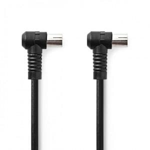 Cablu antena coaxial IEC 120dB/75Ohm unghi 90 grade T-T 1.5m, Nedis CSGL40120BK15