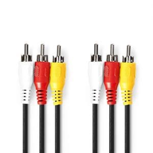 Cablu audio – video 3 x RCA la 3 x RCA T-T 1.5m, Nedis CVGP24300BK15