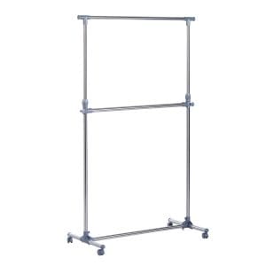 HOMCOM Cuier pentru haine cu inaltime si extensie reglabile, 165 x 48 x 180 cm, Inox / ABS, Argintiu / Gri