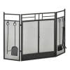 Parascantei pentru Semineu Modern, Paravan pentru Incendiu Pliabil cu 2 Usi din Metal Negru, 122×1.6x80cm Negru HOMCOM | Aosom RO