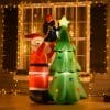 HOMCOM Mos Craciun Gonflabil 180cm cu Brad si Pinguin, Decoratiune de Craciun cu Lumini LED | AOSOM RO