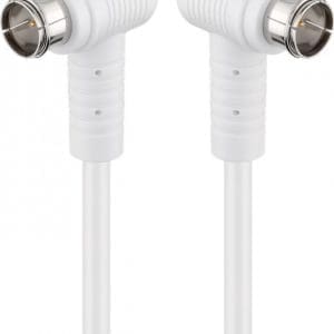 Cablu antena F-F 80 dB unghi 90 grade 1.5m T-T Alb, Goobay G67341