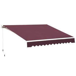 Copertina de Soare Outsunny Reglare cu Manivela, Aluminiu, Poliester, 295x250cm, Rosu Inchis | Aosom RO