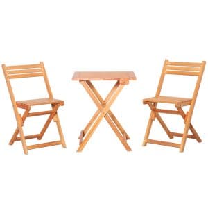 Set 3 Piese Masa si Scaune de Gradina Pliabile Outsunny din Lemn | Aosom RO