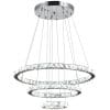 Homcom Candelabru de Cristal cu Suspendare cu 3 Inele Reglabile, Lustra cu Lumini tip LED, Plafoniera De Cristal Ф60x110cm | AOSOM RO