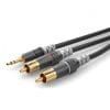 Cablu audio jack stereo 3.5mm la 2 x RCA T-T 1.5m, HICON HBA-3SC2-0150