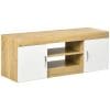 Dulap TV din PAL pentru TV max 60″ cu 2 Dulapioare cu Usi si 2 Rafturi Deschise, 130×39.6x48cm, culoare Lemn HOMCOM | Aosom RO