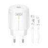 Incarcator priza USB type C 3A/20W + cablu USB type C – Lightning Alb, XO L113