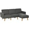 HOMCOM Canapea Extensibila din Tesatura Gri, Canapea Coltar cu 3 Locuri cu Scaun Reversibil si Spatar Reglabil
