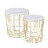 Set 2 Masute de Sufragerie HOMCOM Stivuibile, Otel si MDF, Φ44/Φ35×45.5cm, Alb Auriu | Aosom RO
