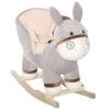 HomCom balansoar magarus, leagan cu sunete, jucarie moale pentru copii 61x34x58 cm gri | AOSOM RO