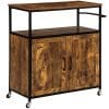 Carucior de bucatarie HOMCOM cu dulap cu usa, maro rustic | Aosom RO