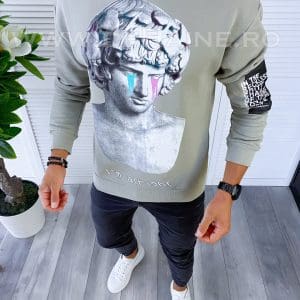 Bluza barbati gri slim fit K404 110-5