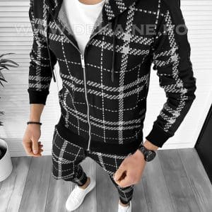 Trening barbati negru pantaloni + hanorac K420 127-5