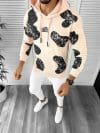 Hanorac barbati slim fit roz cu imprimeu pe spate K494 56-3 E