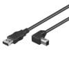 Cablu imprimanta USB 2.0 A – B unghi 90 grade T-T 2m Negru, KU2AB2-90