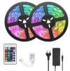 Kit Banda RGB LED 10 Metri 2×5 metri 5050 cu telecomanda