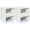 Noptiere moderne cu ED, Set 2 piese din PA alb cu sertar si 2 rafturi deschise, 40x40x55 cm HOMCOM | Aosom RO