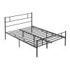 Cadru de pat din Otel 140x200cm, Sipci Integrate, Tablie de Cap si Tablie de Picioare Stil lndustrial, Negru HOMCOM | Aosom RO