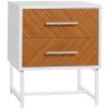 Comoda HOMCOM cu 2 sertare din metal și lemn, maro și alb 40x39x48cm| AOSOM RO