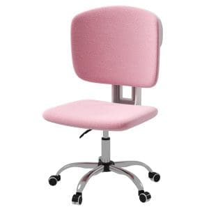 Scaun de Birou Fara Brate, Scaun de Birou Pufos cu Inaltime Reglabila, Roti Pivotante, Spatar Median, Roz 48x53x80-90cm Vinsetto | Aosom RO