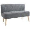 HOMCOM Canapea moderna cu 2 locuri din material textil fara brate, structura si picioare din lemn, 117×56,5x77cm gri deschis