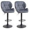Set 2 scaune de bar, rotative, inaltime reglabila, Suport pentru picioare, Baza rotunda, gri 51.5×57.5×93-114.5cm HOMCOM | Aosom RO