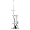 Copac pentru Pisici de la Podea pana la Tavan pentru Pisici de Interior, Turn de Joaca cu 6 Niveluri, 225-255cm, Gri PawHut | Aosom RO